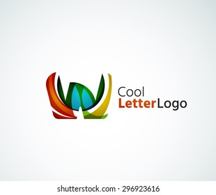 Vector alphabet letter logo. Created with transparent colorful overlapping geometric shapes, waves and flowing elements