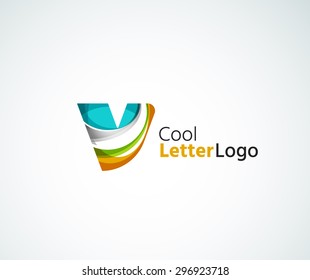 Vector alphabet letter logo. Created with transparent colorful overlapping geometric shapes, waves and flowing elements