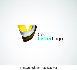 Vector alphabet letter logo. Created with transparent colorful overlapping geometric shapes, waves and flowing elements