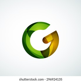 Vector alphabet letter logo. Created with transparent colorful overlapping geometric shapes, waves and flowing shapes
