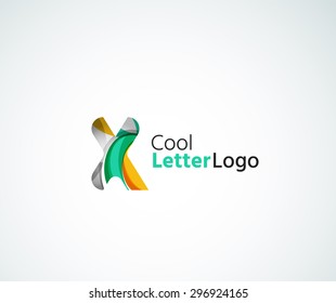 Vector alphabet letter logo. Created with transparent colorful overlapping geometric shapes, waves and flowing elements