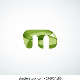 Logotipo com letra do alfabeto vetorial. Criado com cores transparentes sobrepondo formas geométricas, ondas e formas fluidas