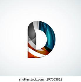 Vector alphabet letter logo. Created with transparent colorful overlapping geometric shapes, waves and flowing shapes