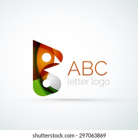 Vector alphabet letter logo. Created with transparent colorful overlapping geometric shapes, waves and flowing shapes