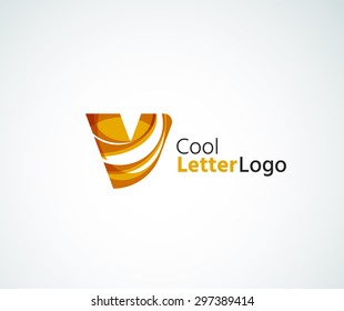 Vector alphabet letter logo. Created with transparent colorful overlapping geometric shapes, waves and flowing elements
