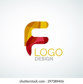 Logo de la letra vectorial. Creado con formas geométricas, ondas y formas fluidas transparentes y coloridas