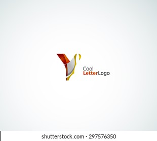 Vector alphabet letter logo. Created with transparent colorful overlapping geometric shapes, waves and flowing elements