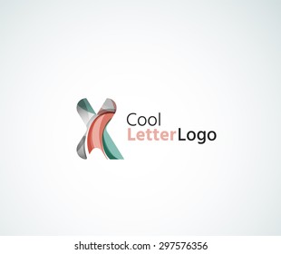 Vector alphabet letter logo. Created with transparent colorful overlapping geometric shapes, waves and flowing elements