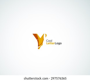 Vector alphabet letter logo. Created with transparent colorful overlapping geometric shapes, waves and flowing elements