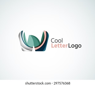 Vector alphabet letter logo. Created with transparent colorful overlapping geometric shapes, waves and flowing elements