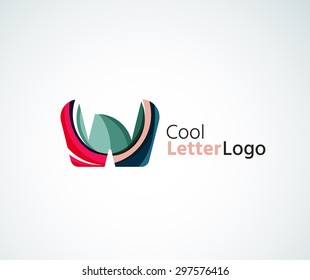 Logo de la letra vectorial. Creado con formas geométricas, ondas y elementos fluidos transparentes y coloridos