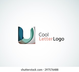 Logo de la letra vectorial. Creado con formas geométricas, ondas y elementos fluidos transparentes y coloridos