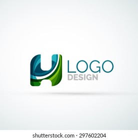 Logo de la letra vectorial. Creado con formas geométricas, ondas y formas fluidas transparentes y coloridas
