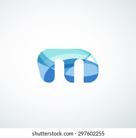 Vector alphabet letter logo. Created with transparent colorful overlapping geometric shapes, waves and flowing shapes
