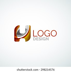 Logo de la letra vectorial. Creado con formas geométricas, ondas y formas fluidas transparentes y coloridas