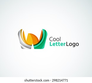 Logo de la letra vectorial. Creado con formas geométricas, ondas y elementos fluidos transparentes y coloridos