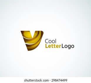 Vector alphabet letter logo. Created with transparent colorful overlapping geometric shapes, waves and flowing elements