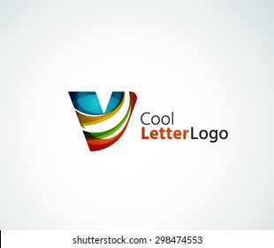 Vector alphabet letter logo. Created with transparent colorful overlapping geometric shapes, waves and flowing elements