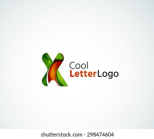 Vector alphabet letter logo. Created with transparent colorful overlapping geometric shapes, waves and flowing elements