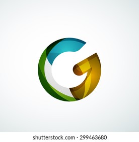 Vector alphabet letter logo. Created with transparent colorful overlapping geometric shapes, waves and flowing shapes