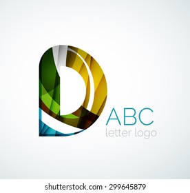 Logo de la letra vectorial. Creado con formas geométricas, ondas y formas fluidas transparentes y coloridas