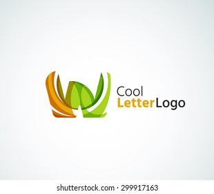 Vector alphabet letter logo. Created with transparent colorful overlapping geometric shapes, waves and flowing elements