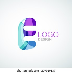 Vector alphabet letter logo. Created with transparent colorful overlapping geometric shapes, waves and flowing shapes
