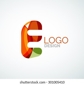 Vector alphabet letter logo. Created with transparent colorful overlapping geometric shapes, waves and flowing shapes