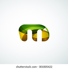 Vector alphabet letter logo. Created with transparent colorful overlapping geometric shapes, waves and flowing shapes