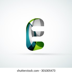 Vector alphabet letter logo. Created with transparent colorful overlapping geometric shapes, waves and flowing shapes