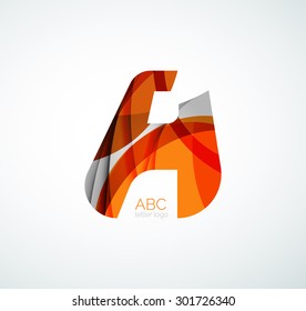 Vector alphabet letter logo. Created with transparent colorful overlapping geometric shapes, waves and flowing shapes
