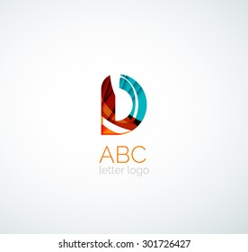 Vector alphabet letter logo. Created with transparent colorful overlapping geometric shapes, waves and flowing shapes