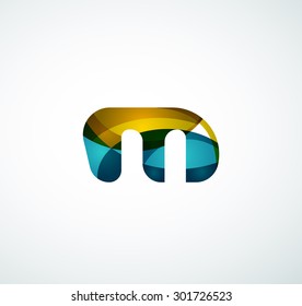 Vector alphabet letter logo. Created with transparent colorful overlapping geometric shapes, waves and flowing shapes