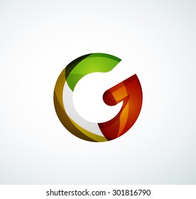 Vector alphabet letter logo. Created with transparent colorful overlapping geometric shapes, waves and flowing shapes
