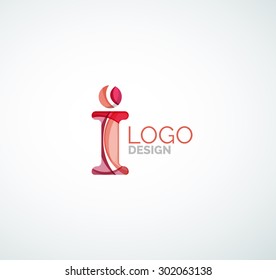 Vector alphabet letter logo. Created with transparent colorful overlapping geometric shapes, waves and flowing shapes