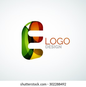Vector alphabet letter logo. Created with transparent colorful overlapping geometric shapes, waves and flowing shapes