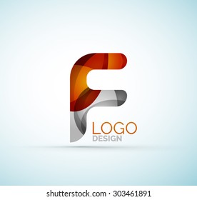 Vector alphabet letter logo. Created with transparent colorful overlapping geometric shapes, waves and flowing shapes