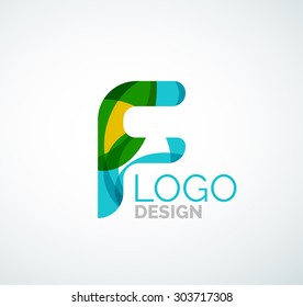 Logo de la letra vectorial. Creado con formas geométricas, ondas y formas fluidas transparentes y coloridas