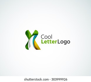 Vector Alphabet Letter Logo. Created With Transparent Colorful Overlapping Geometric Shapes, Waves And Flowing Elements