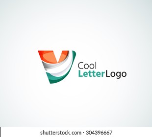 Vector alphabet letter logo. Created with transparent colorful overlapping geometric shapes, waves and flowing elements