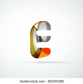 Logo für Vektoralphabeten-Buchstaben. Kreiert mit transparenten, sich überlappenden geometrischen Formen, Wellen und fließenden Formen