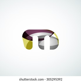 Logotipo com letra do alfabeto vetorial. Criado com cores transparentes sobrepondo formas geométricas, ondas e formas fluidas