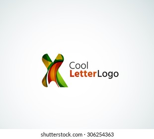 Vector alphabet letter logo. Created with transparent colorful overlapping geometric shapes, waves and flowing elements