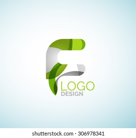 Vector alphabet letter logo. Created with transparent colorful overlapping geometric shapes, waves and flowing shapes