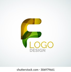 Vector alphabet letter logo. Created with transparent colorful overlapping geometric shapes, waves and flowing shapes