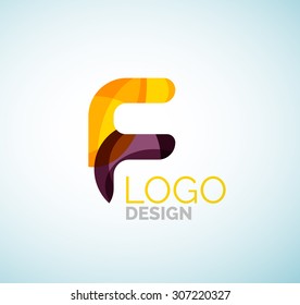 Logo de la letra vectorial. Creado con formas geométricas, ondas y formas fluidas transparentes y coloridas