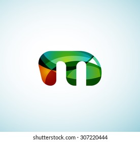 Vector alphabet letter logo. Created with transparent colorful overlapping geometric shapes, waves and flowing shapes
