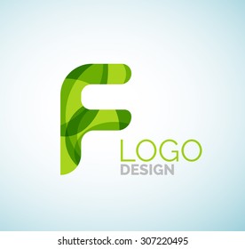 Vector alphabet letter logo. Created with transparent colorful overlapping geometric shapes, waves and flowing shapes