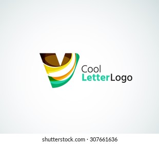Vector alphabet letter logo. Created with transparent colorful overlapping geometric shapes, waves and flowing elements