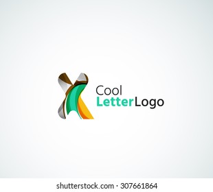 Vector alphabet letter logo. Created with transparent colorful overlapping geometric shapes, waves and flowing elements
